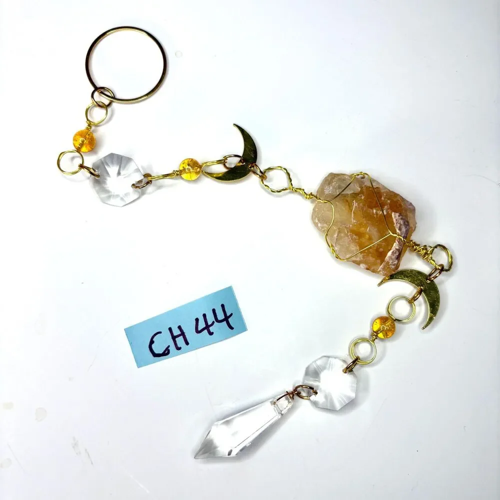 Raw Citrine Gemstone Wall Hanging, Prosperity & Joy Gemstone Decor, 13 Inches